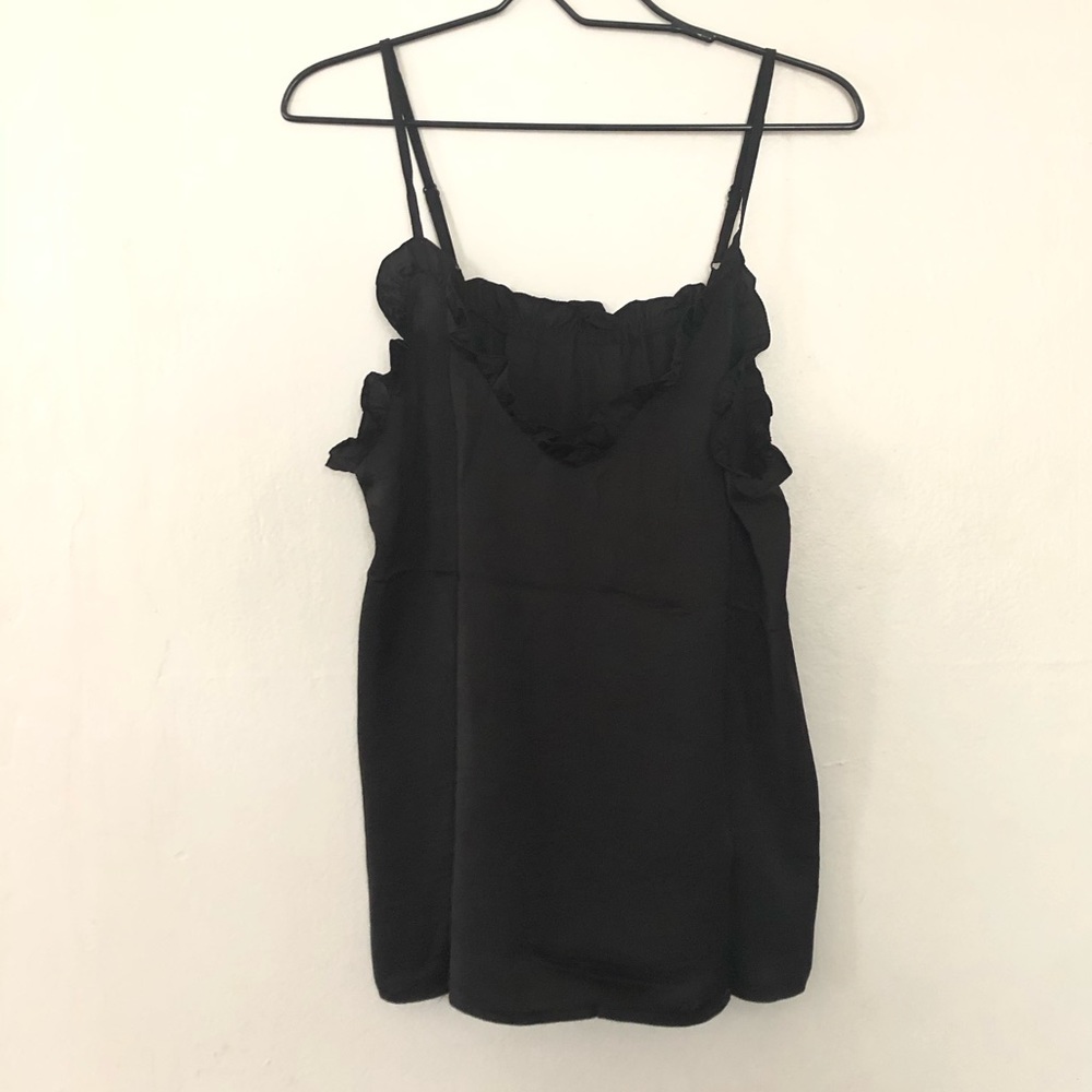 Evita Black Ruffles Adjustable Strap Tank Top NEW - Picture 1 of 12